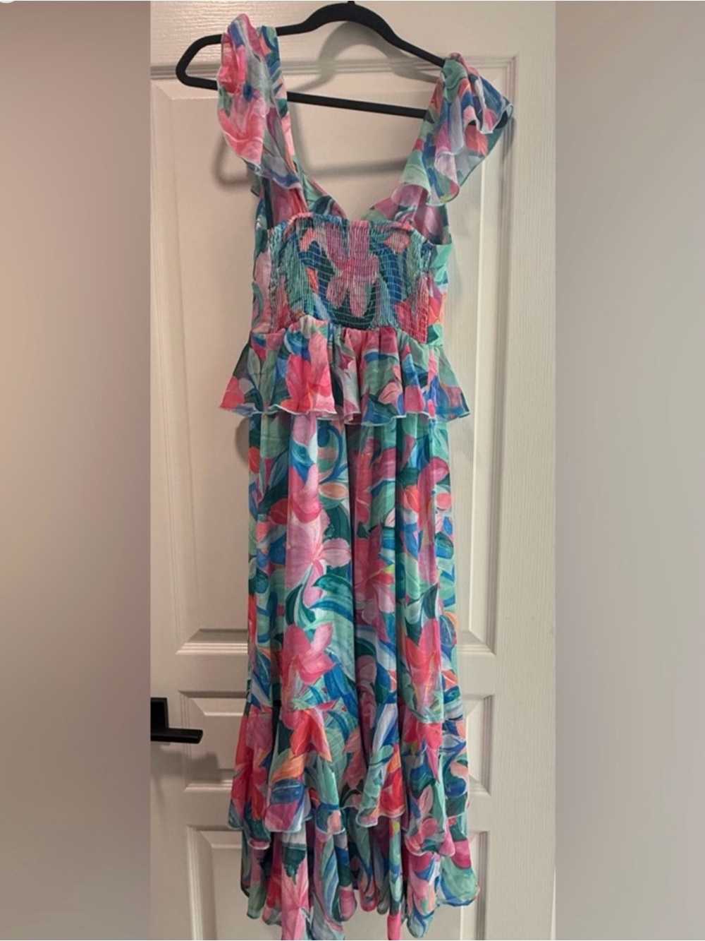 NEW Show Me Your Mumu Reese Ruffle Midi Dress in Hibiscus Punch XL - Picture 4 of 7